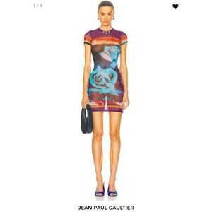 Jean Paul Gaultier Rose Mesh Short Sleeve Dress
